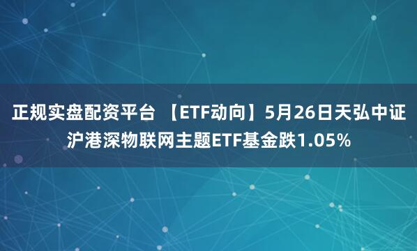 正规实盘配资平台 【ETF动向】5月26日天弘中证沪港深物联网主题ETF基金跌1.05%